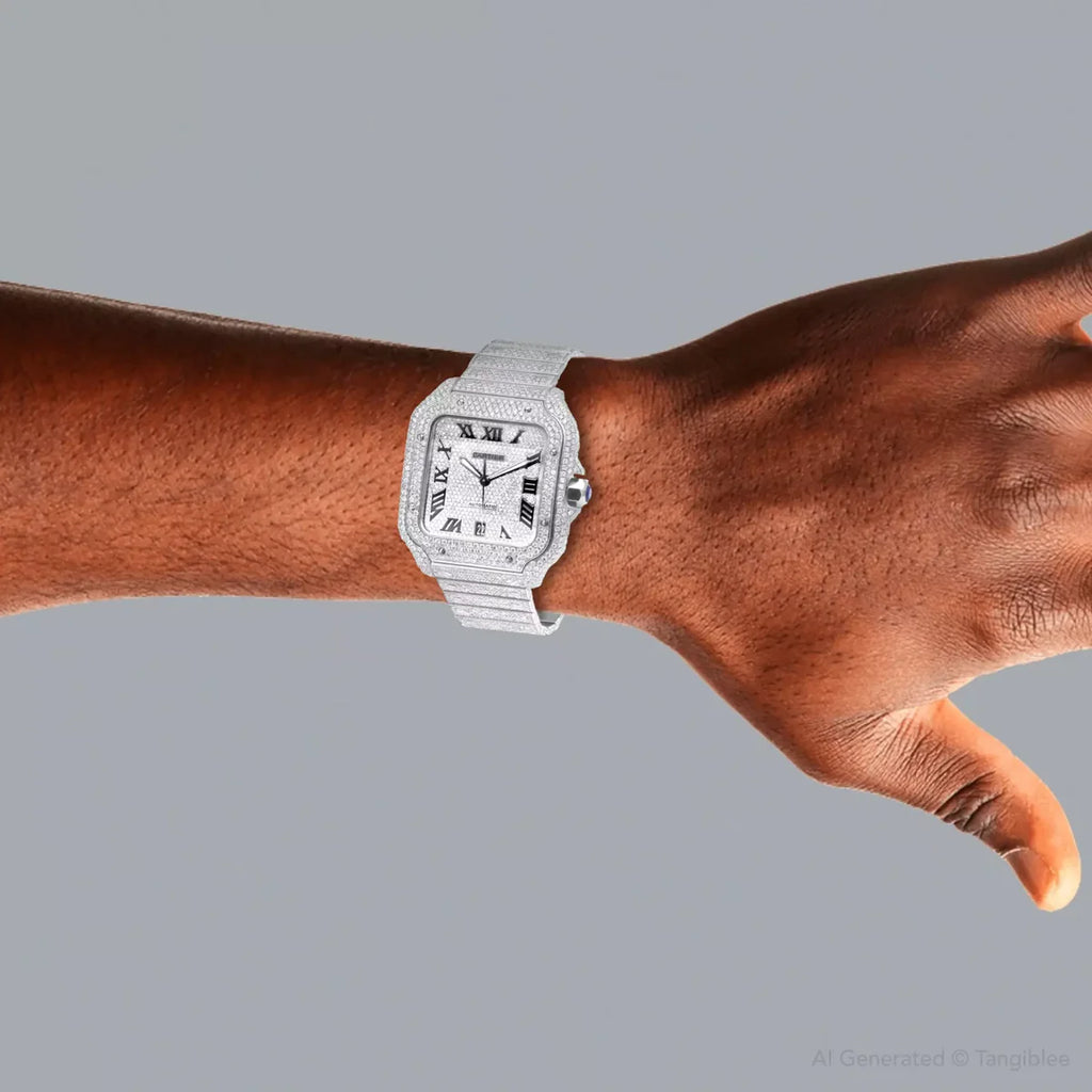 Iced Out Cartier Santos
40mm Diamond Watch