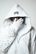 white Rhinestone Hoodie
