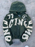 Distressed Zip-Up Hoodie