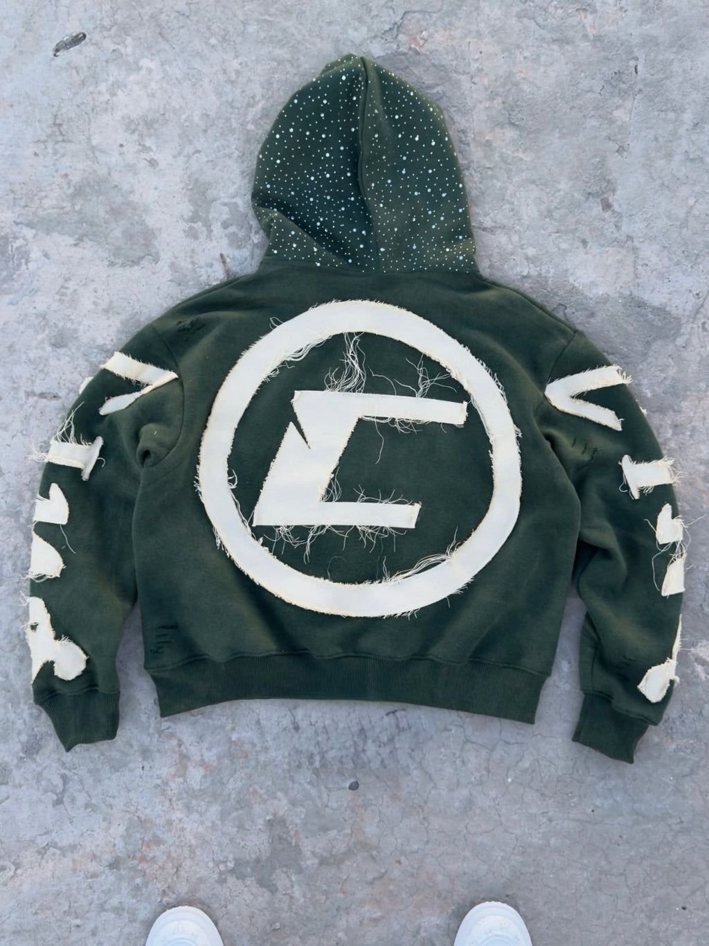 Distressed Zip-Up Hoodie