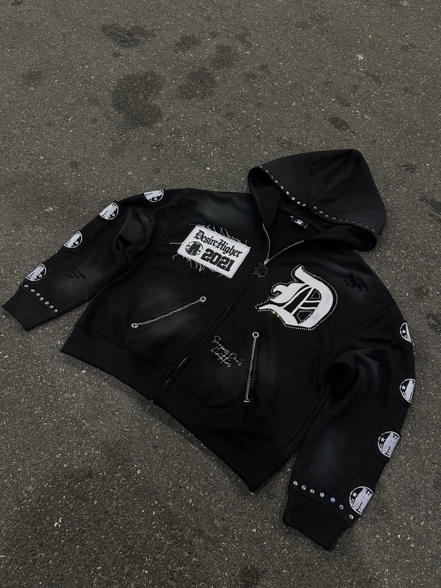 Metallic Zip-Up Hoodie